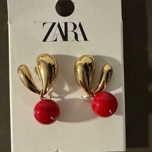 Zara Bold Gold and Red Earrings